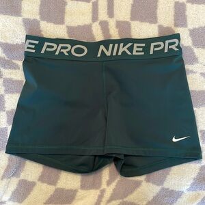 Green Nike Pro Spandex Shorts